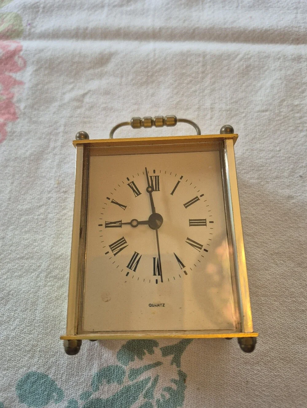 Vintage 1960s ESTYMA BRASS Mantel, OR Travel Clock.  Battery.
